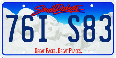 SD license plate 76IS83