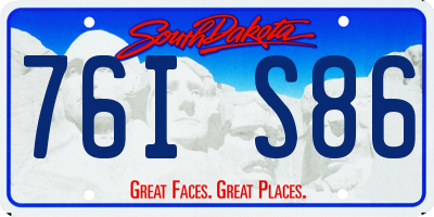 SD license plate 76IS86