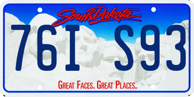 SD license plate 76IS93