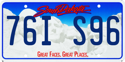 SD license plate 76IS96
