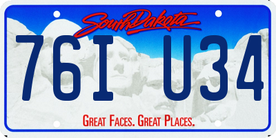 SD license plate 76IU34