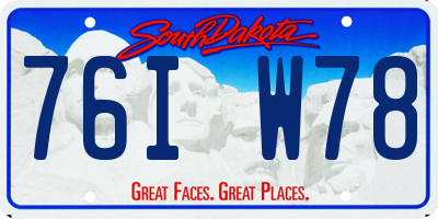 SD license plate 76IW78