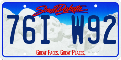 SD license plate 76IW92