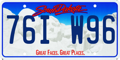 SD license plate 76IW96
