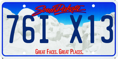SD license plate 76IX13