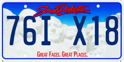 SD license plate 76IX18