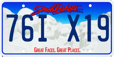 SD license plate 76IX19