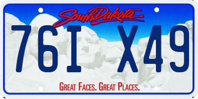 SD license plate 76IX49
