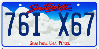 SD license plate 76IX67