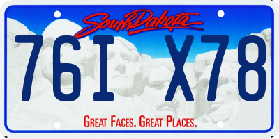 SD license plate 76IX78