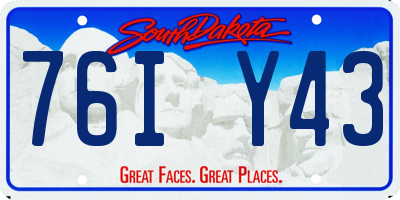 SD license plate 76IY43