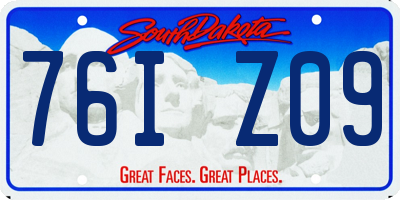 SD license plate 76IZ09