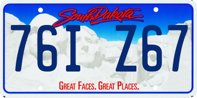 SD license plate 76IZ67