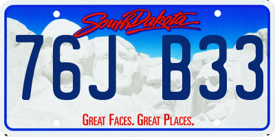SD license plate 76JB33