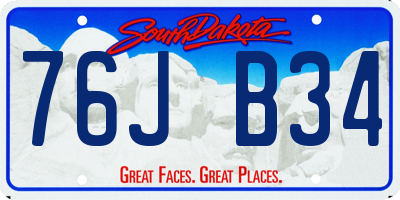 SD license plate 76JB34