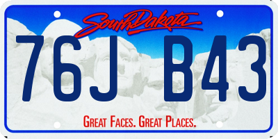 SD license plate 76JB43