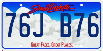 SD license plate 76JB76