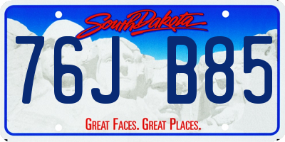 SD license plate 76JB85