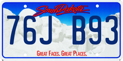 SD license plate 76JB93