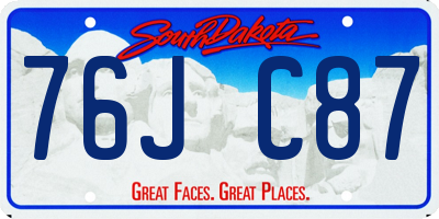 SD license plate 76JC87