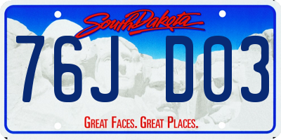 SD license plate 76JD03