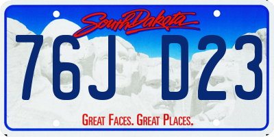 SD license plate 76JD23