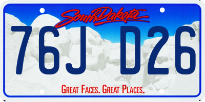 SD license plate 76JD26