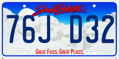SD license plate 76JD32