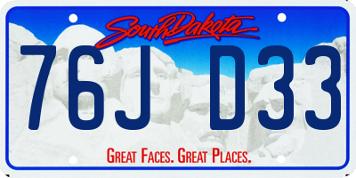 SD license plate 76JD33
