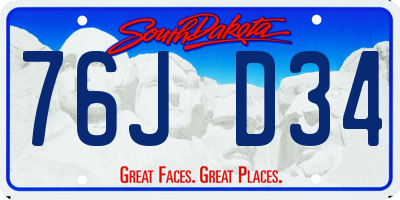 SD license plate 76JD34