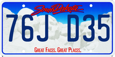 SD license plate 76JD35