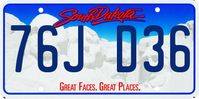 SD license plate 76JD36