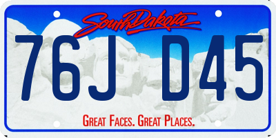 SD license plate 76JD45
