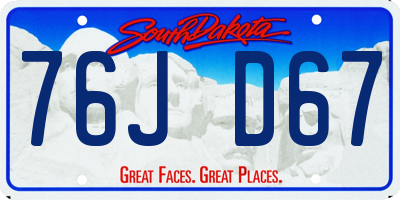SD license plate 76JD67