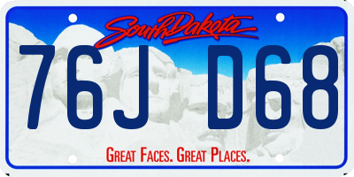 SD license plate 76JD68