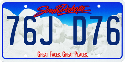 SD license plate 76JD76