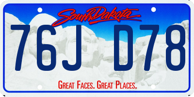 SD license plate 76JD78