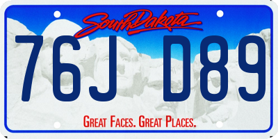 SD license plate 76JD89