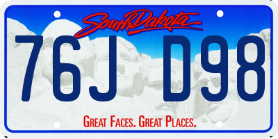 SD license plate 76JD98