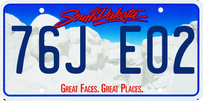 SD license plate 76JE02