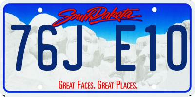 SD license plate 76JE10