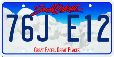 SD license plate 76JE12