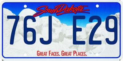 SD license plate 76JE29