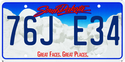 SD license plate 76JE34