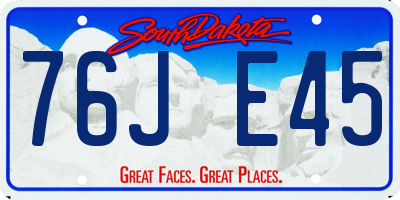 SD license plate 76JE45