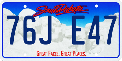 SD license plate 76JE47