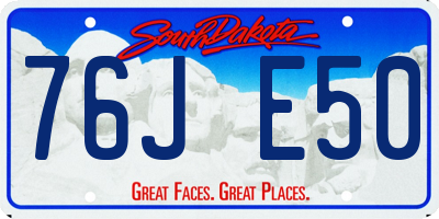 SD license plate 76JE50