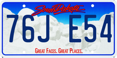 SD license plate 76JE54