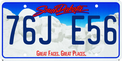 SD license plate 76JE56