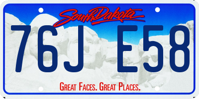 SD license plate 76JE58